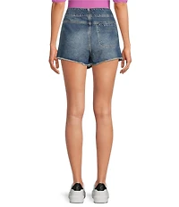 Free People Emmy Denim High Waisted Asymmetric Raw Hem Tie Side Mini Skort