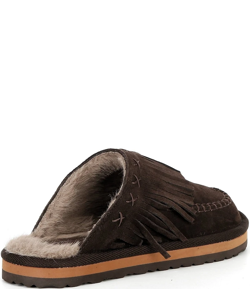 Free People Fallon Suede Fringe Moccasin Mules