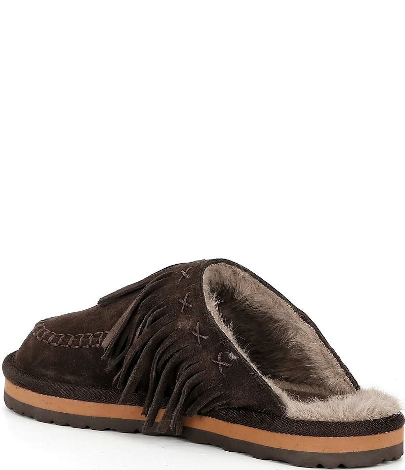 Free People Fallon Suede Fringe Moccasin Mules
