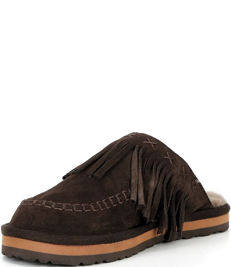 Free People Fallon Suede Fringe Moccasin Mules