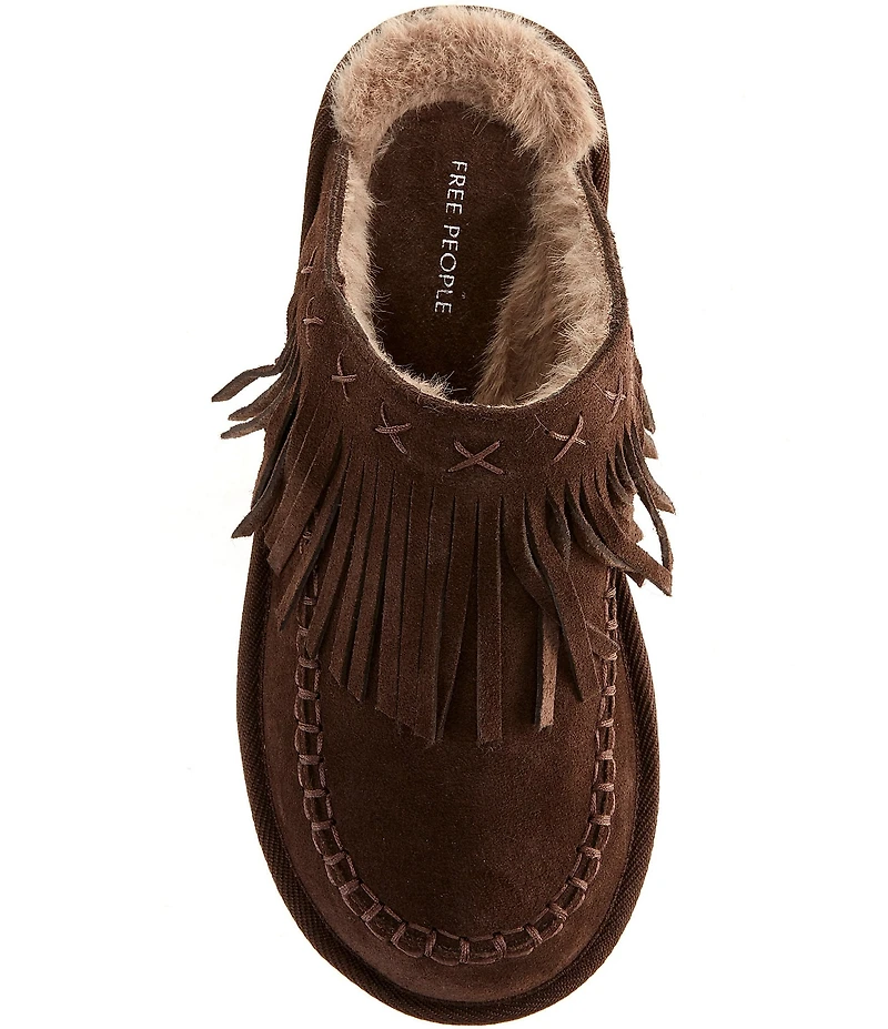 Free People Fallon Suede Fringe Moccasin Mules