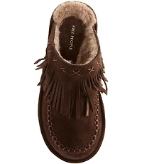 Free People Fallon Suede Fringe Moccasin Mules