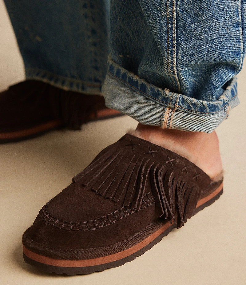 Free People Fallon Suede Fringe Moccasin Mules