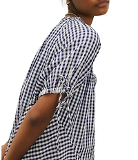 Free People Farley Gingham Scoop Neck Short Sleeve Tunic