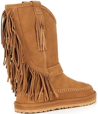Free People Faye Suede Fringe Mid Calf Boots