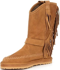Free People Faye Suede Fringe Mid Calf Boots