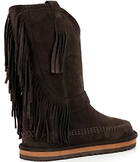 Free People Faye Suede Fringe Mid Calf Boots
