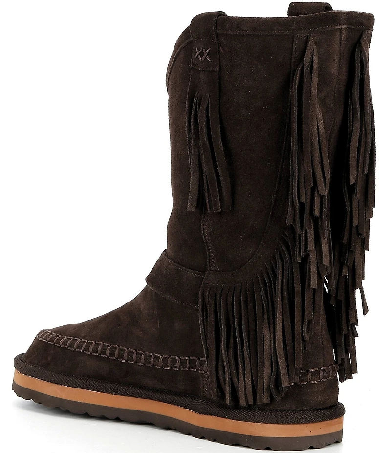 Free People Faye Suede Fringe Mid Calf Boots