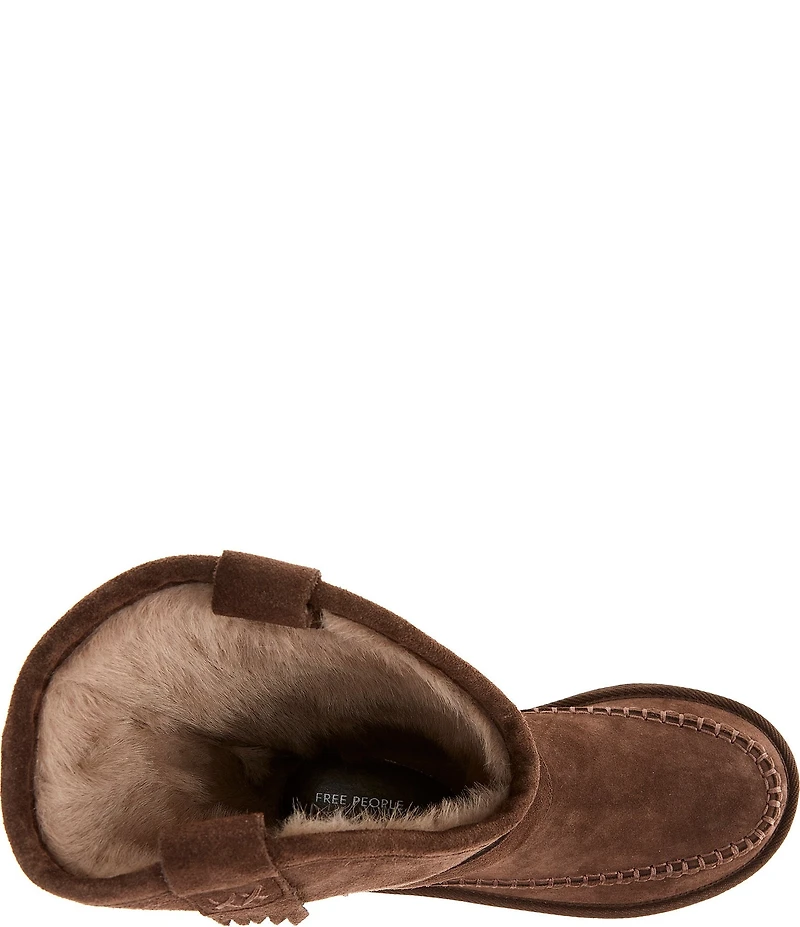 Free People Faye Suede Fringe Mid Calf Boots