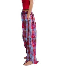 Free People Find The Time Woven Plaid Print Lounge Pants