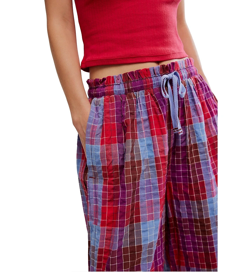 Free People Find The Time Woven Plaid Print Lounge Pants