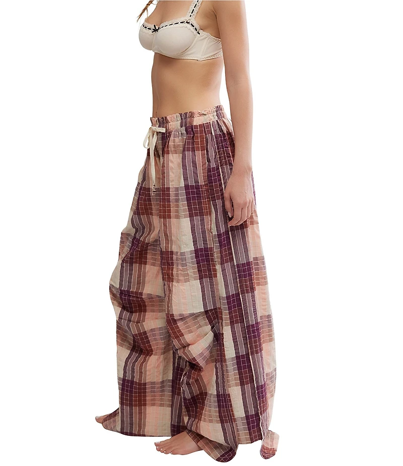 Free People Find The Time Woven Plaid Print Lounge Pants