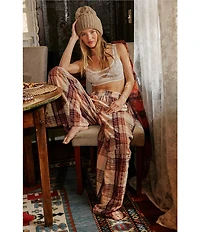 Free People Find The Time Woven Plaid Print Lounge Pants