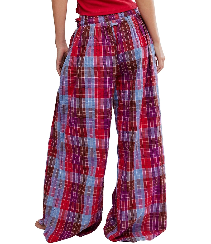 Free People Find The Time Woven Plaid Print Lounge Pants