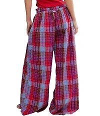 Free People Find The Time Woven Plaid Print Lounge Pants