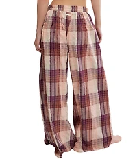 Free People Find The Time Woven Plaid Print Lounge Pants