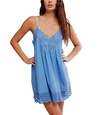 Free People Fiona V-Neck Sleeveless Mini Slip Dress