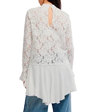 Free People First Crush Lace Mock Neck Long Sleeve High-Low Tunic Top