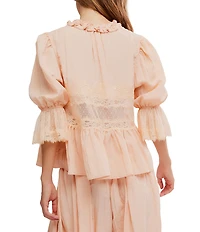 Free People Forever Young Woven 3/4 Sleeve Split Round Neck Bed Jacket