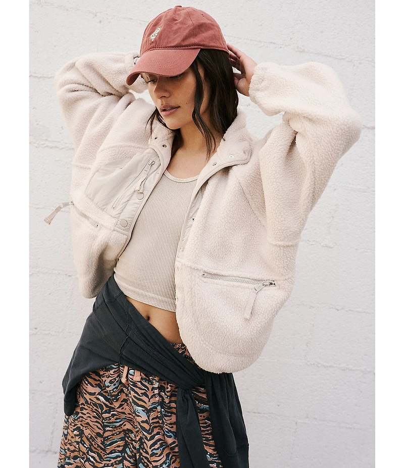 Free People FP Movement Hit the Slopes Stand Collar Long Sleeve Snap Front Jacket