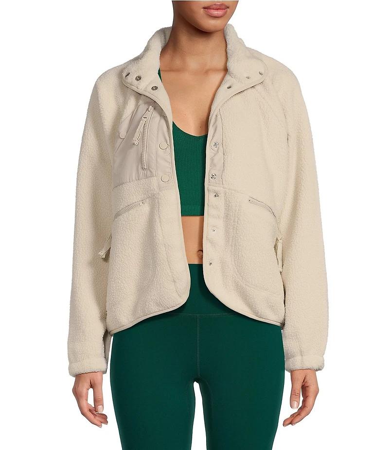 Free People FP Movement Hit the Slopes Stand Collar Long Sleeve Snap Front Jacket