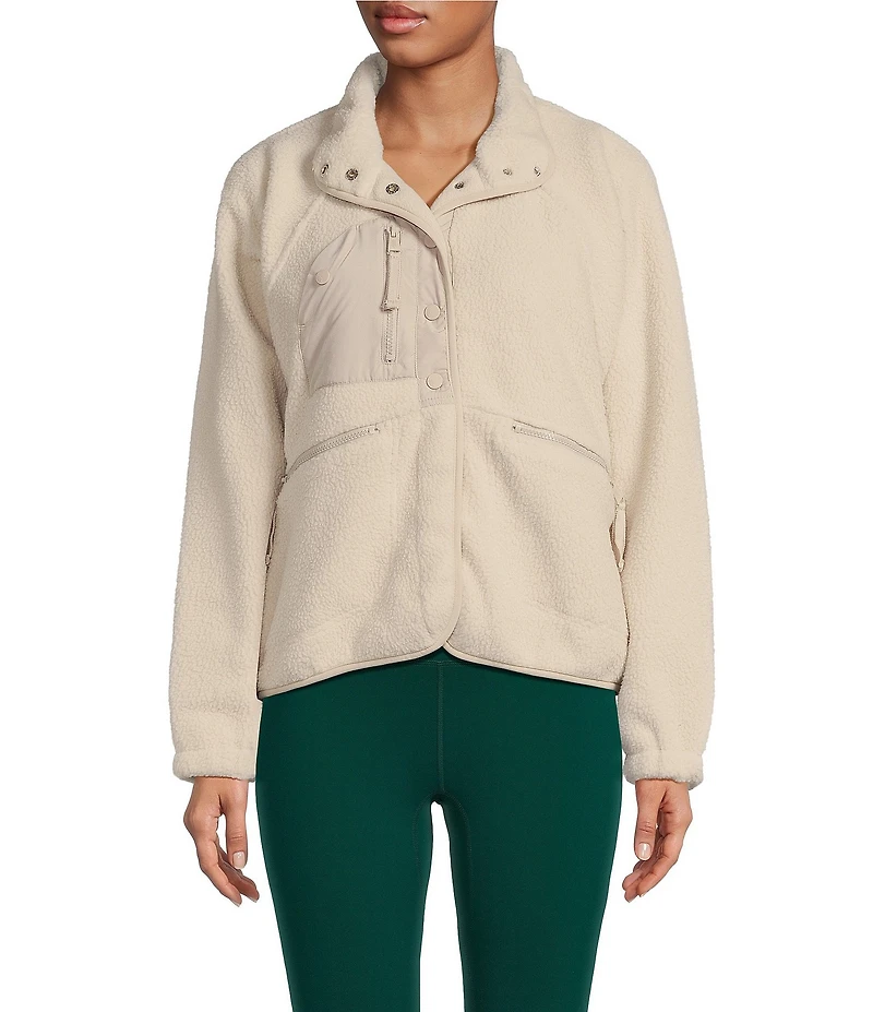 Free People FP Movement Hit the Slopes Stand Collar Long Sleeve Snap Front Jacket