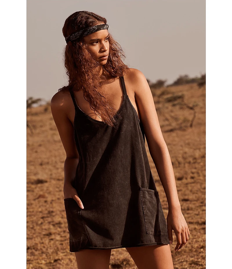 Free People FP Movement Hot Shot Scoop Neck Sleeveless Patch Pocket Mini Dress