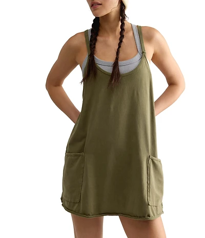 Free People FP Movement Hot Shot Scoop Neck Sleeveless Patch Pocket Mini Dress