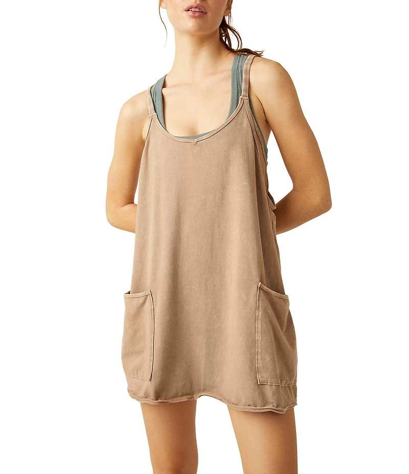 Free People FP Movement Hot Shot Scoop Neck Sleeveless Patch Pocket Mini Dress