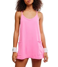 Free People FP Movement Hot Shot Scoop Neck Sleeveless Patch Pocket Mini Dress