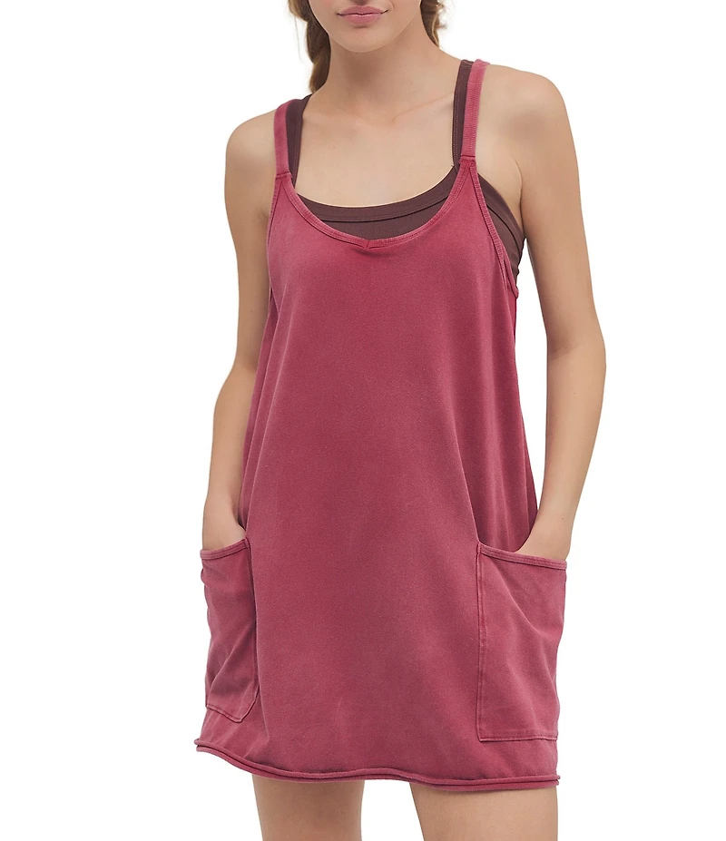 Free People FP Movement Hot Shot Scoop Neck Sleeveless Patch Pocket Mini Dress