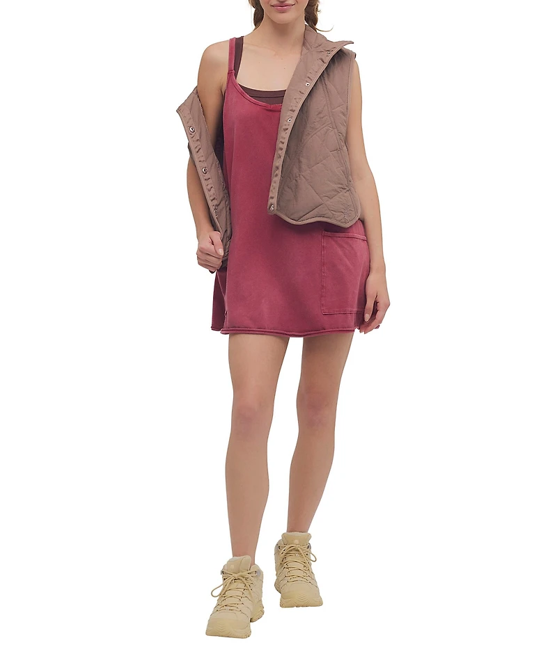 Free People FP Movement Hot Shot Scoop Neck Sleeveless Patch Pocket Mini Dress