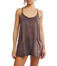 Free People FP Movement Hot Shot Scoop Neck Sleeveless Patch Pocket Mini Dress