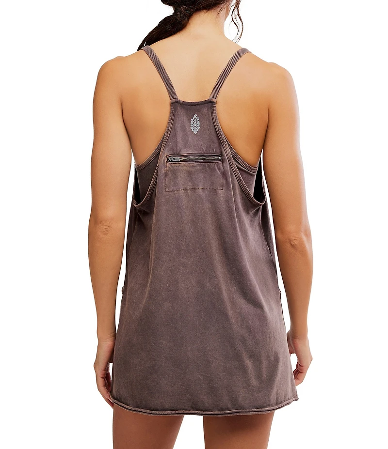 Free People FP Movement Hot Shot Scoop Neck Sleeveless Patch Pocket Mini Dress