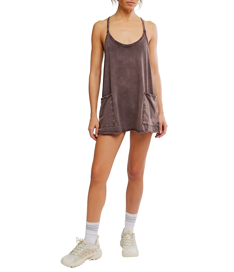 Free People FP Movement Hot Shot Scoop Neck Sleeveless Patch Pocket Mini Dress