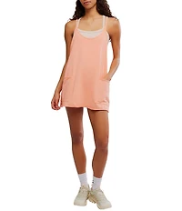 Free People FP Movement Hot Shot Scoop Neck Sleeveless Patch Pocket Mini Dress