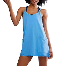 Free People FP Movement Hot Shot Scoop Neck Sleeveless Patch Pocket Mini Dress