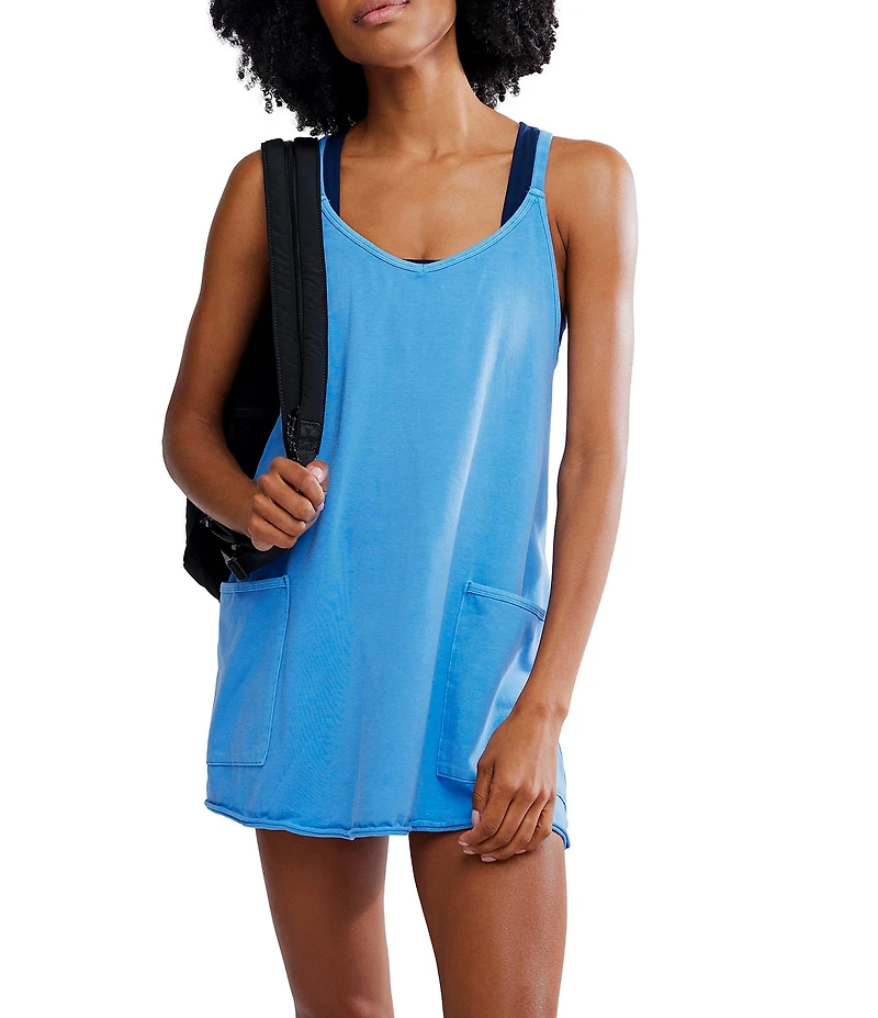 Free People FP Movement Hot Shot Scoop Neck Sleeveless Patch Pocket Mini Dress