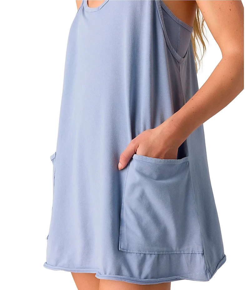 Free People FP Movement Hot Shot Scoop Neck Sleeveless Patch Pocket Mini Dress