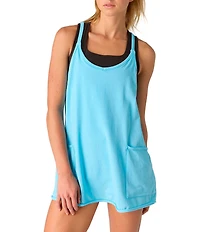 Free People FP Movement Hot Shot Scoop Neck Sleeveless Patch Pocket Mini Dress