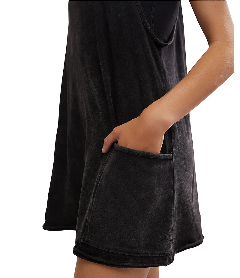 Free People FP Movement Hot Shot Scoop Neck Sleeveless Patch Pocket Mini Dress