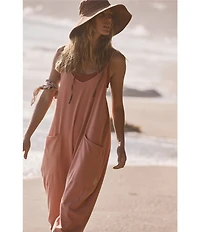 Free People FP Movement Sleeveless Scoop Neck Ankle Length Patch Pocket Hot Shot Onesie