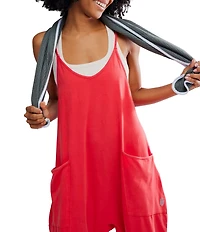 Free People FP Movement Sleeveless Scoop Neck Ankle Length Patch Pocket Hot Shot Onesie