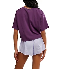 Free People FP Movement Crew Neck Short Sleeve Inspire Oversized Boxy Cropped Shirt