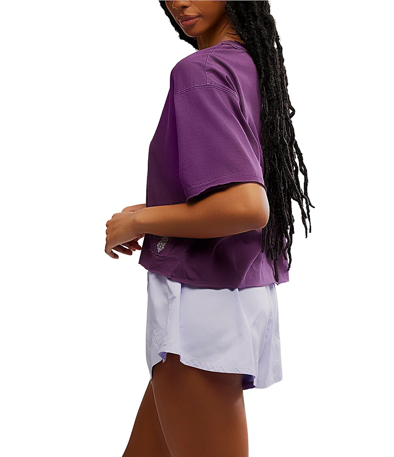 Free People FP Movement Crew Neck Short Sleeve Inspire Oversized Boxy Cropped Shirt