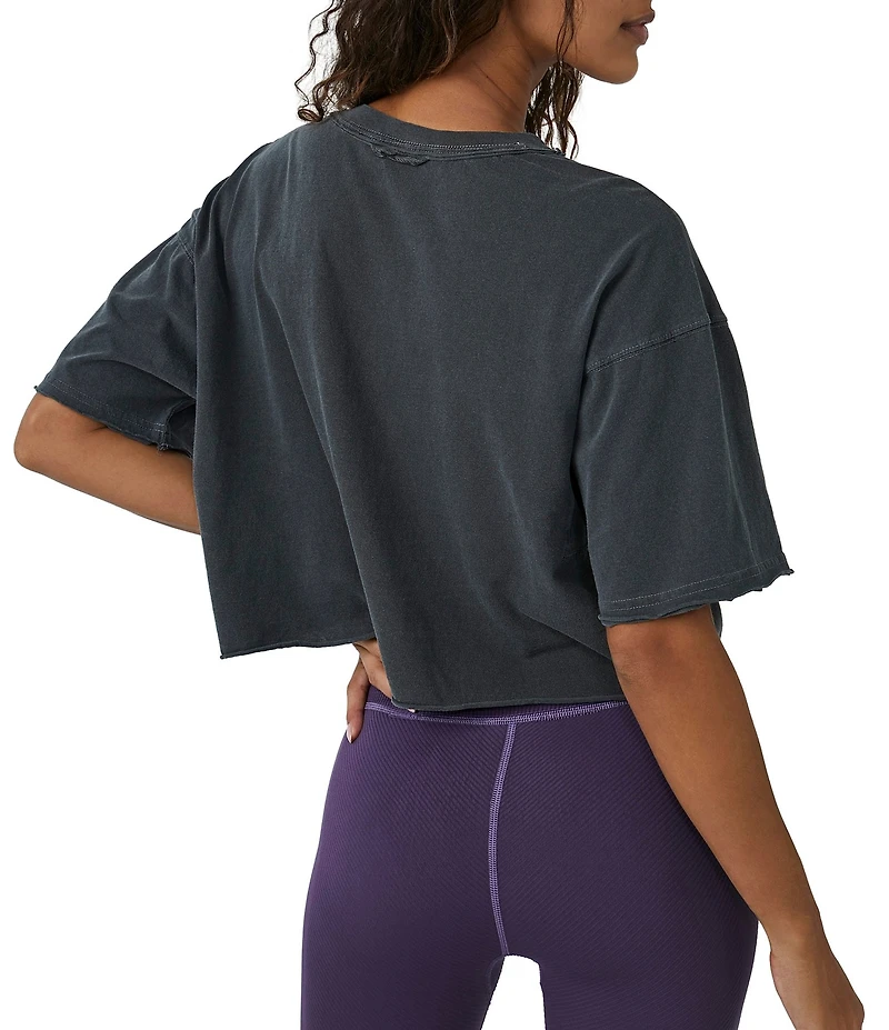 Free People FP Movement Crew Neck Short Sleeve Inspire Oversized Boxy Cropped Shirt