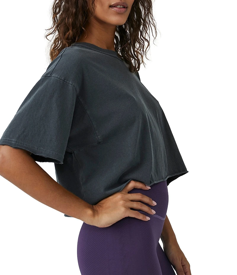 Free People FP Movement Crew Neck Short Sleeve Inspire Oversized Boxy Cropped Shirt