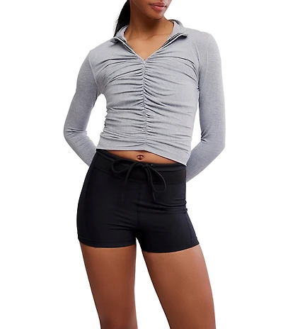 Free People FP Movement Tempo Ruched Half Zip Long Sleeve Top