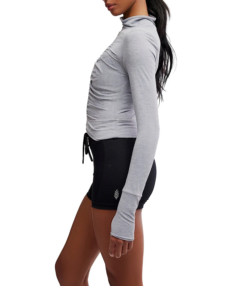 Free People FP Movement Tempo Ruched Half Zip Long Sleeve Top