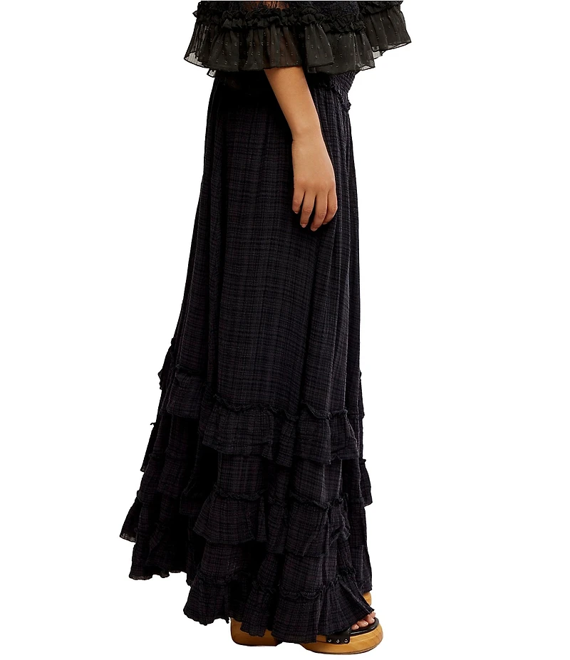 Free People FP One Brynn Mid Rise Tiered Ruffle Maxi Skirt
